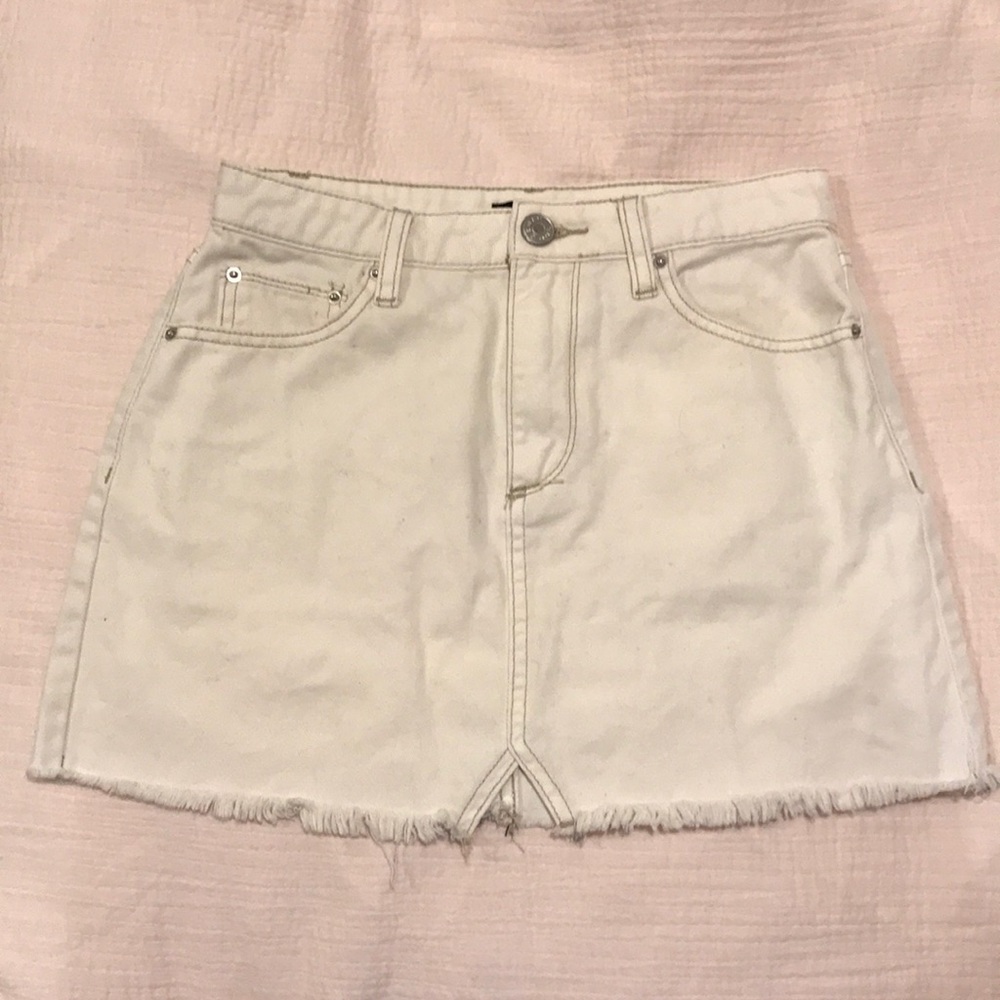 BDG white denim skirt